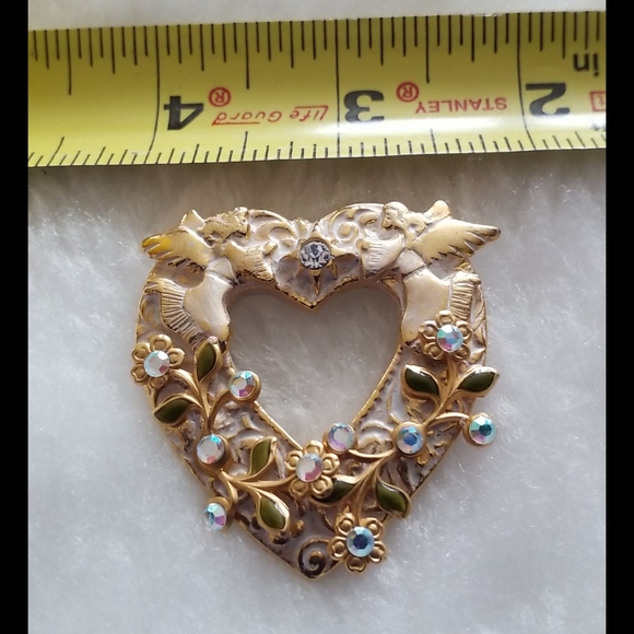 Aurora Borealis Rhinestone Heart Brooch Pin - Picture 10 of 10